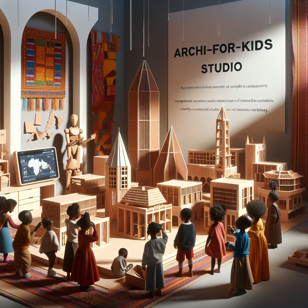 Children building colorful cardboard towers